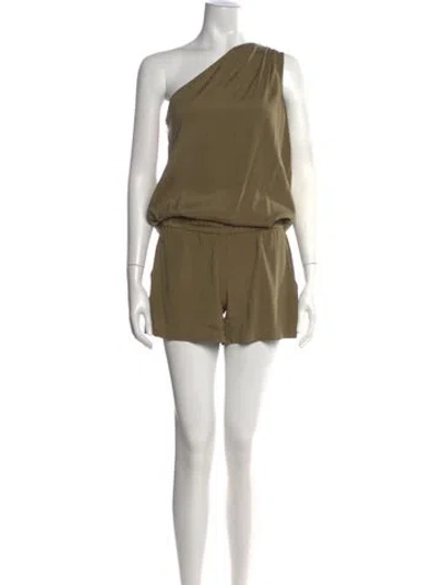 Pre-owned Ramy Brook Silk One-shoulder Romper In Green
