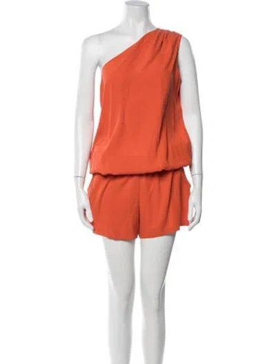 Pre-owned Ramy Brook Silk One-shoulder Romper In Orange