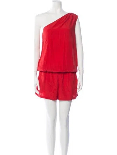 Pre-owned Ramy Brook Silk One-shoulder Romper In Red