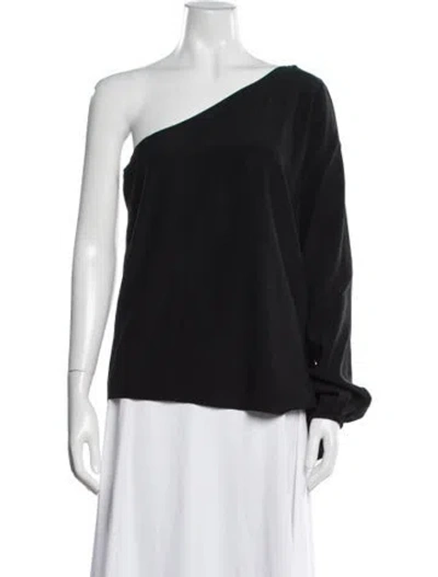 Pre-owned Ramy Brook Silk One-shoulder Top In Black