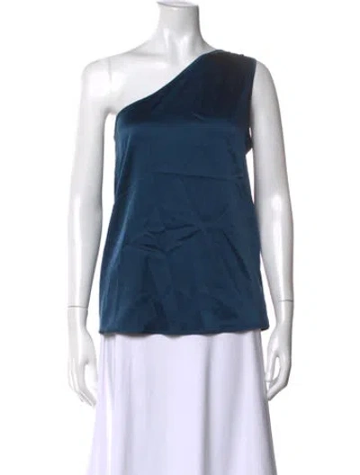 Pre-owned Ramy Brook Silk One-shoulder Top In Blue