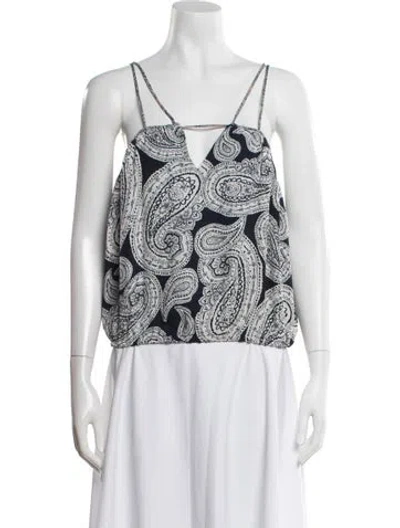 Pre-owned Ramy Brook Silk Paisley Print Top In Blue