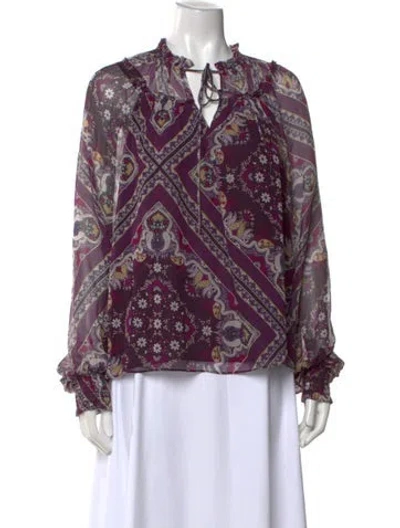 Pre-owned Ramy Brook Silk Patterned Blouse In Black