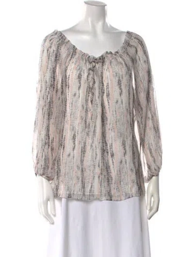 Pre-owned Ramy Brook Silk Patterned Blouse In Pink