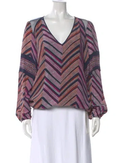 Pre-owned Ramy Brook Silk Patterned Blouse In Purple
