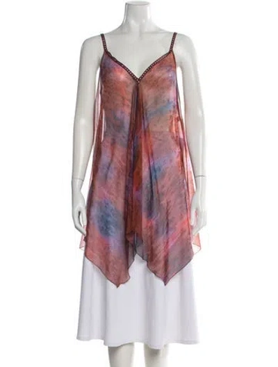 Pre-owned Ramy Brook Silk Patterned Top In Pink