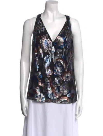 Pre-owned Ramy Brook Silk Printed Blouse In Black