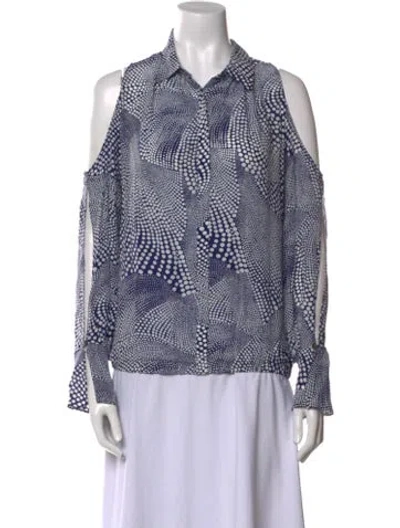 Pre-owned Ramy Brook Silk Printed Blouse In Blue
