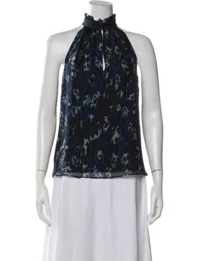 Pre-owned Ramy Brook Silk Printed Blouse In Blue