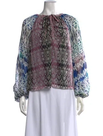 Pre-owned Ramy Brook Silk Printed Blouse In Blue/pink