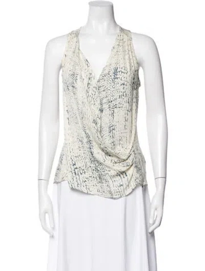 Pre-owned Ramy Brook Silk Printed Blouse In Neutrals