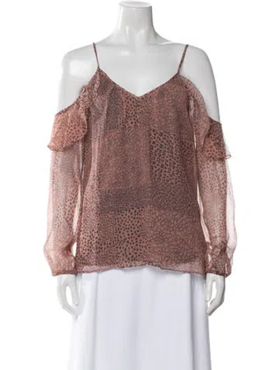 Pre-owned Ramy Brook Silk Printed Blouse In Pink