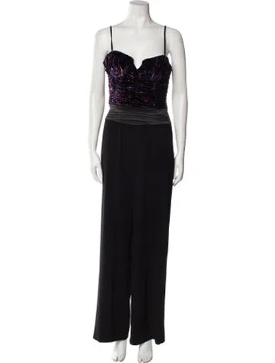 Pre-owned Ramy Brook Silk Printed Jumpsuit In Black