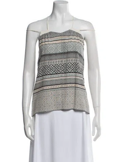 Pre-owned Ramy Brook Silk Printed Top In Neutral