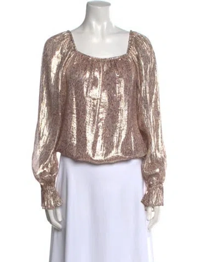 Pre-owned Ramy Brook Silk Scoop Neck Blouse In Neutral