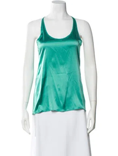Pre-owned Ramy Brook Silk Scoop Neck Top In Green