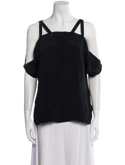 Pre-owned Ramy Brook Silk Square Neckline Blouse In Black