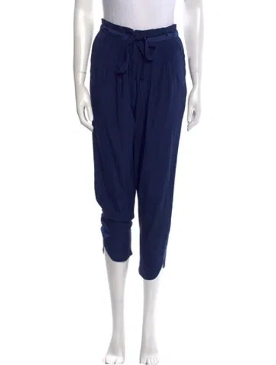 Pre-owned Ramy Brook Silk Straight Leg Pants In Blue