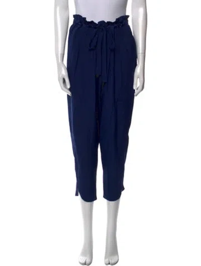 Pre-owned Ramy Brook Silk Straight Leg Pants In Blue