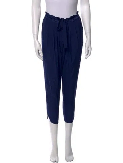 Pre-owned Ramy Brook Silk Straight Leg Pants In Blue