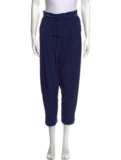 Pre-owned Ramy Brook Silk Straight Leg Pants In Blue