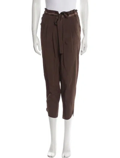 Pre-owned Ramy Brook Silk Straight Leg Pants In Brown