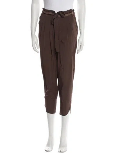 Pre-owned Ramy Brook Silk Straight Leg Pants In Brown