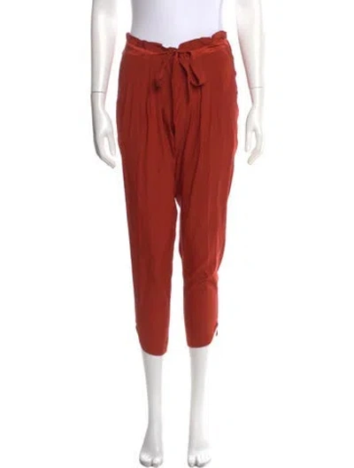 Pre-owned Ramy Brook Silk Straight Leg Pants In Red