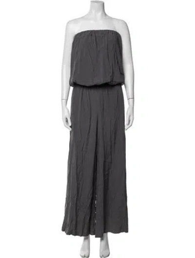 Pre-owned Ramy Brook Silk Strapless Jumpsuit In Gray