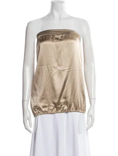 Pre-owned Ramy Brook Silk Strapless Top In Neutrals