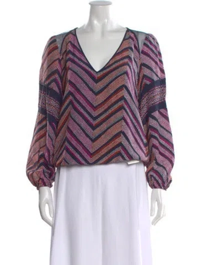 Pre-owned Ramy Brook Silk Striped Blouse In Purple