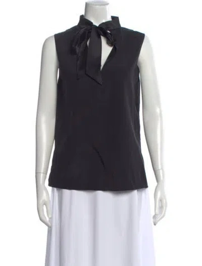 Pre-owned Ramy Brook Silk Tie Neck Blouse In Black