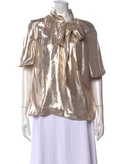Pre-owned Ramy Brook Silk Tie Neck Blouse W/ Tags In Neutral