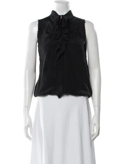 Pre-owned Ramy Brook Silk Tie Neck Blouse In White