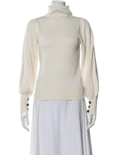 Pre-owned Ramy Brook Silk Turtleneck Sweater In Neutral