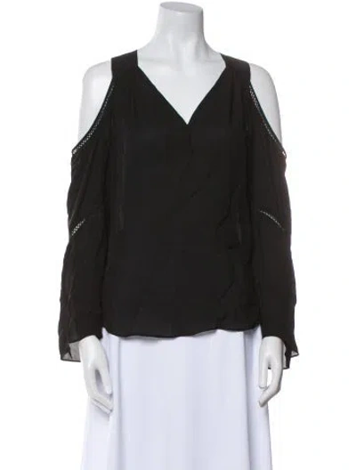 Pre-owned Ramy Brook Silk V-neck Blouse In Black