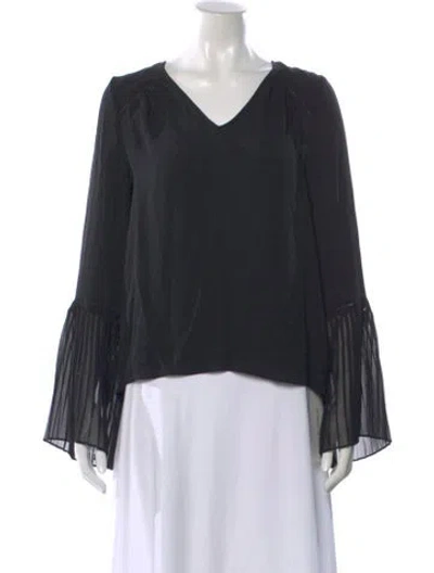 Pre-owned Ramy Brook Silk V-neck Blouse In Black