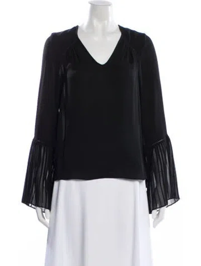 Pre-owned Ramy Brook Silk V-neck Blouse In Black