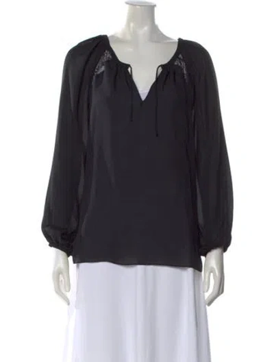 Pre-owned Ramy Brook Silk V-neck Blouse In Black