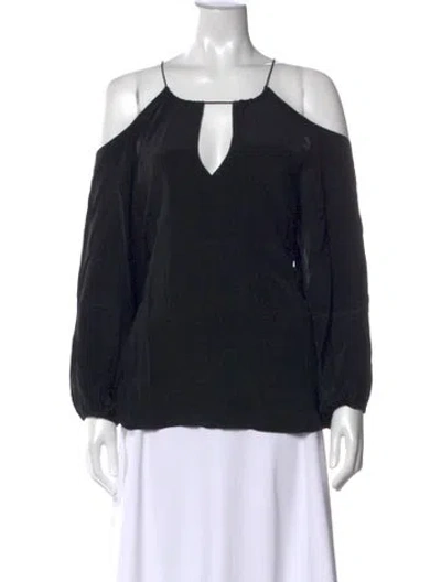 Pre-owned Ramy Brook Silk V-neck Blouse In Black