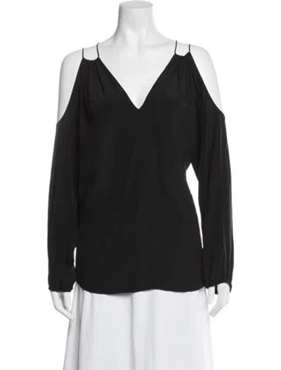 Pre-owned Ramy Brook Silk V-neck Blouse In Black