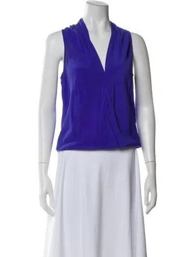 Pre-owned Ramy Brook Silk V-neck Blouse In Blue