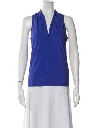 Pre-owned Ramy Brook Silk V-neck Blouse In Blue