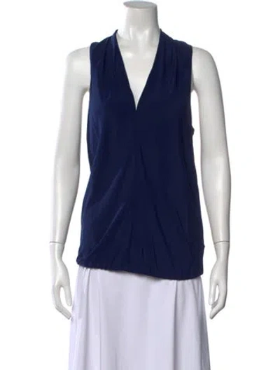 Pre-owned Ramy Brook Silk V-neck Blouse In Blue