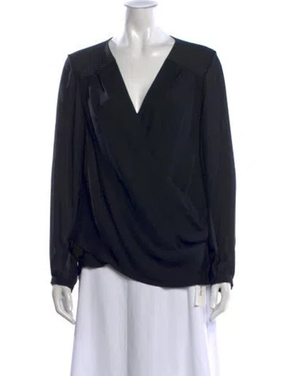 Pre-owned Ramy Brook Silk V-neck Blouse In Blue