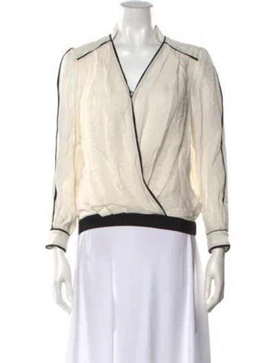 Pre-owned Ramy Brook Silk V-neck Blouse In Neutral