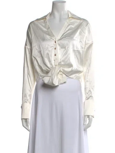 Pre-owned Ramy Brook Silk V-neck Blouse In Neutral