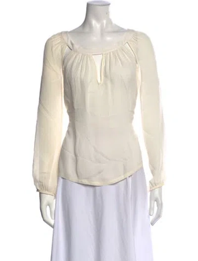Pre-owned Ramy Brook Silk V-neck Blouse In Neutrals