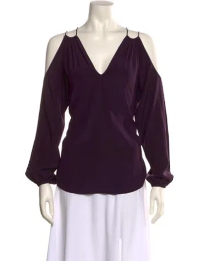 Pre-owned Ramy Brook Silk V-neck Blouse In Purple