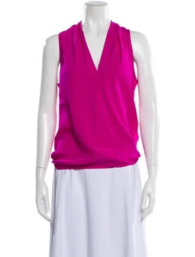 Pre-owned Ramy Brook Silk V-neck Blouse In Purple